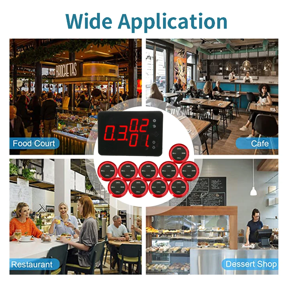 Factory Sale Wireless Restaurant Calling Waiter Table Bell Call Button Pager System