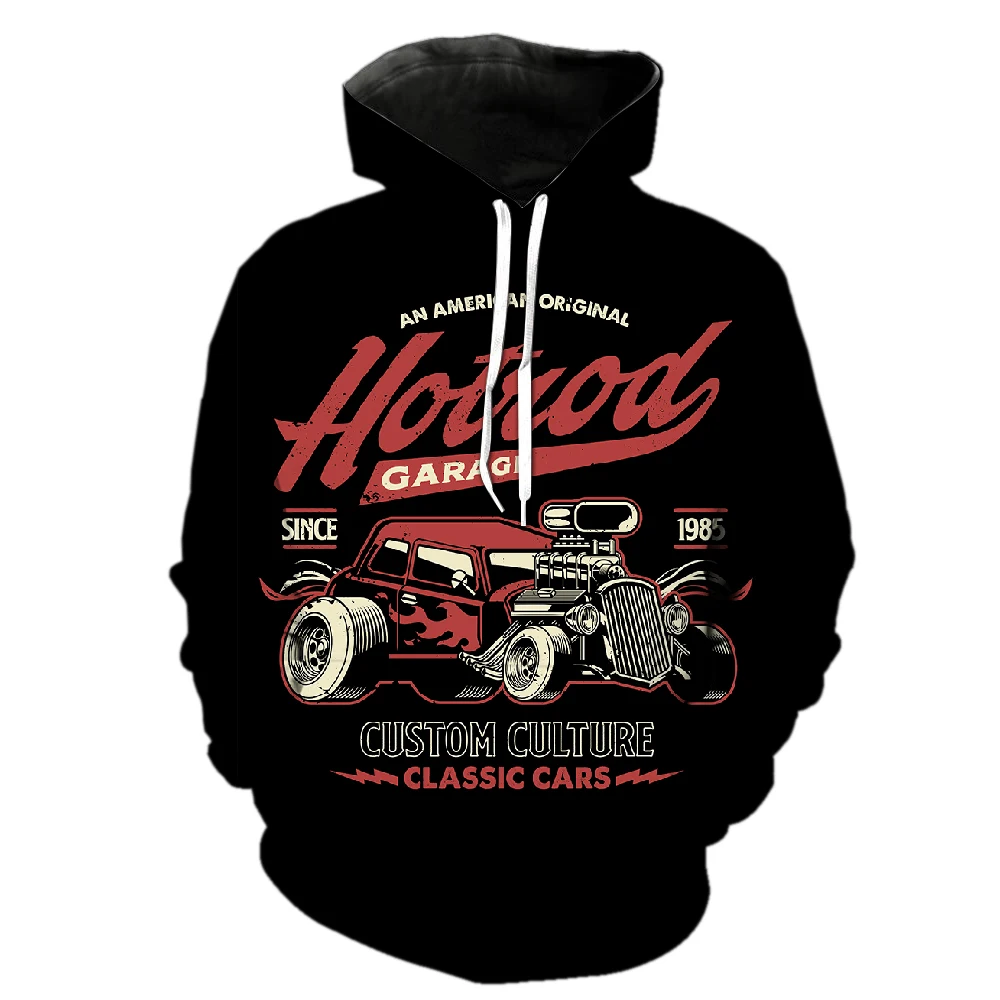 

2024 New Vintage Cartoon Car Locomotive Men's Hoodies Motel Hip Hop Funny Unisex Oversized 3D Printed Jackets Long Sleeve