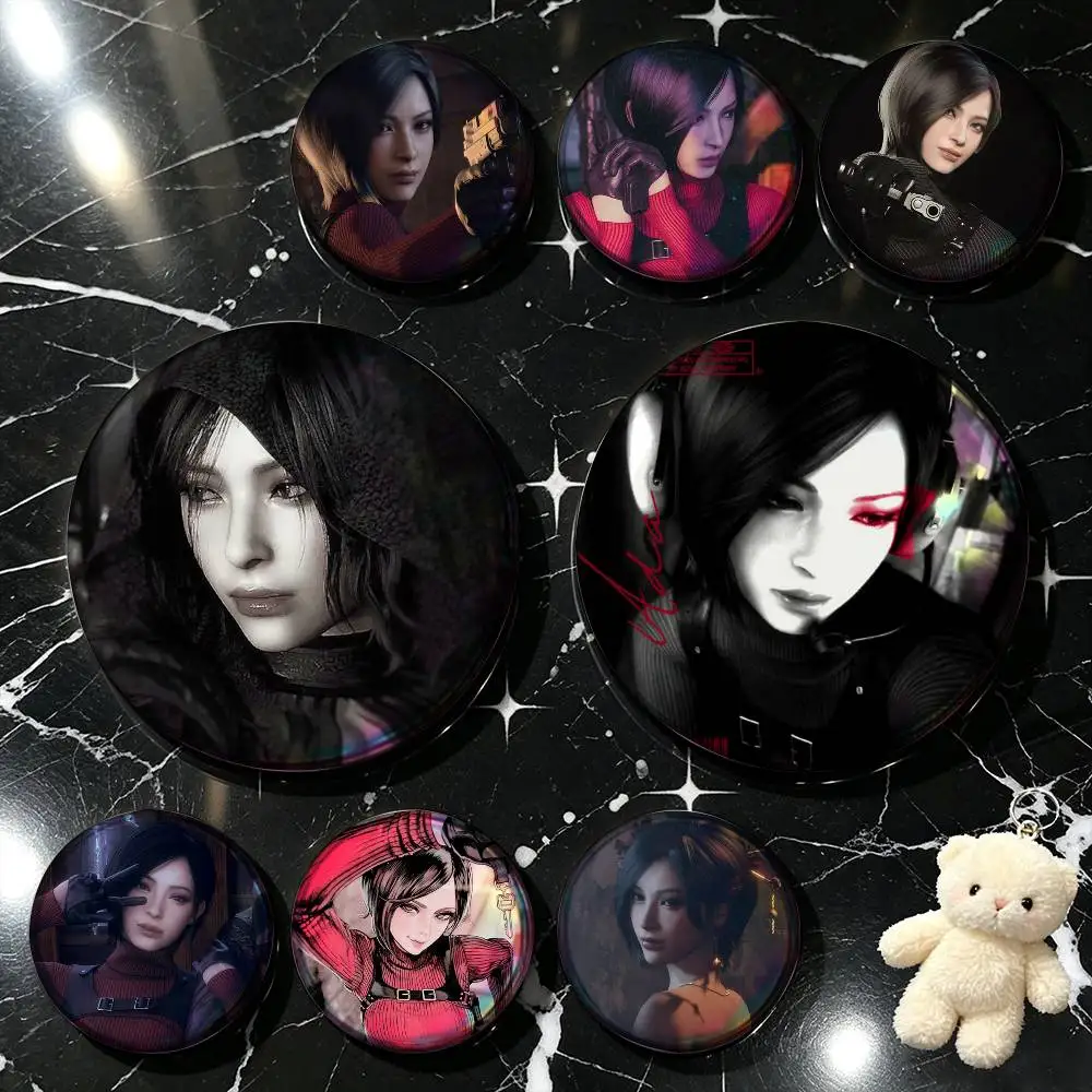 R-Resident E-Evil A-Ada Wong Anime Enamel Pin Tinplate Round Brooch Cosplay Nijigen Otaku Culture Badge 25mm 32mm 44mm 58mm