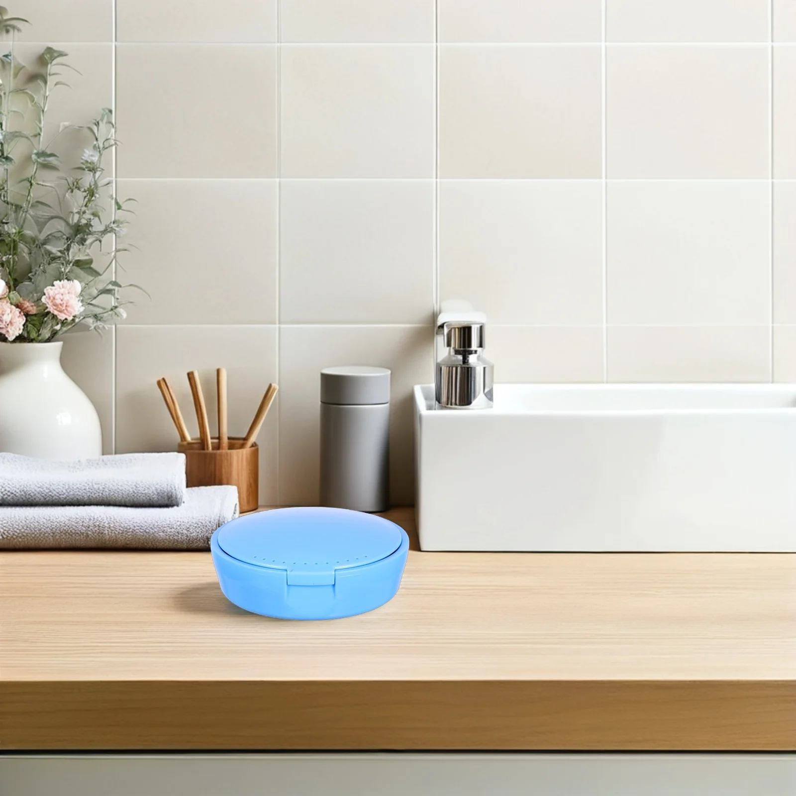 

Портативный пластиковый круглый фиксатор, держатель для зубов, чехол для хранения с зеркалом, дорожный органайзер для вставных зубов для детей, молочный зуб