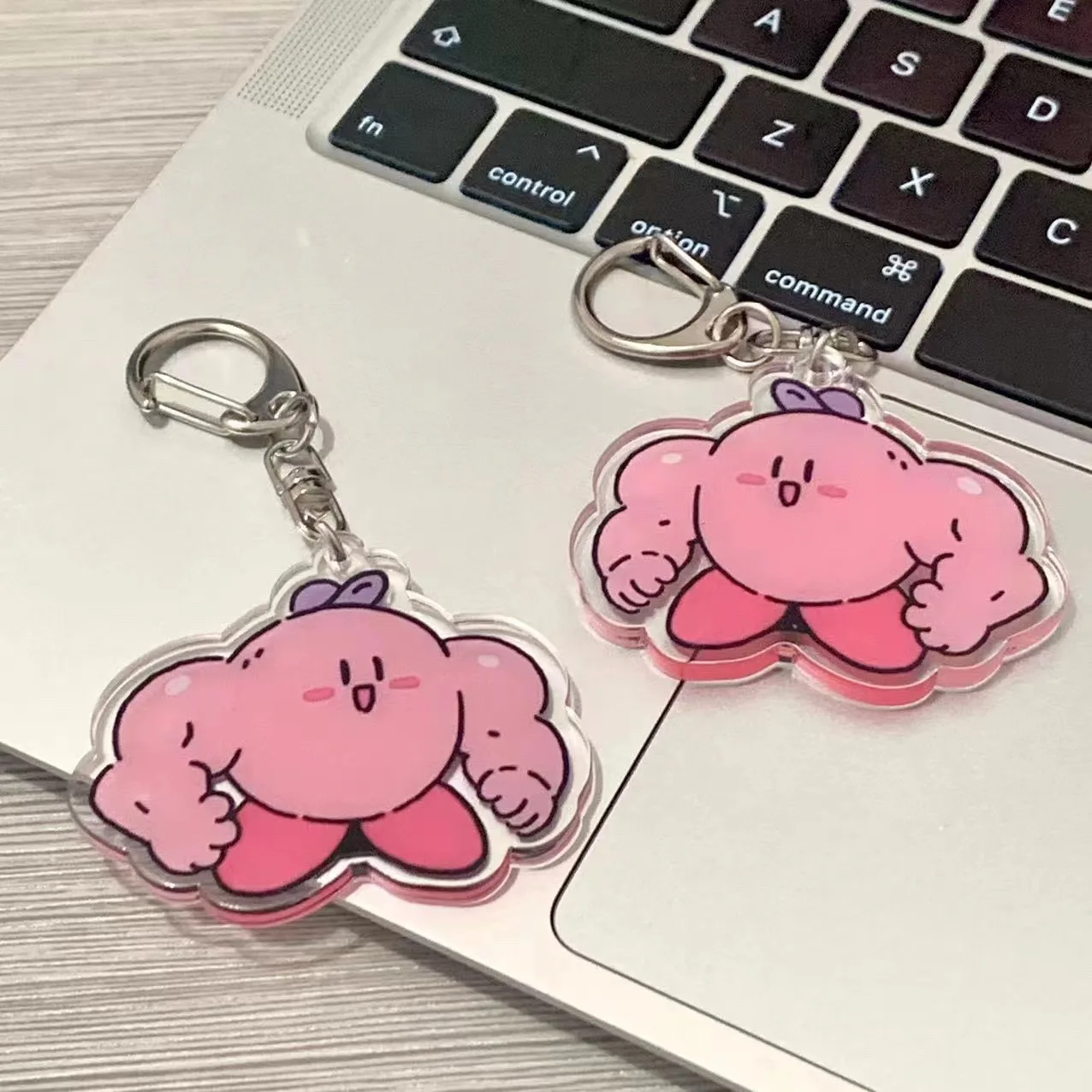 Cute Stars Kirby Muscle Hercules Star of Cappy Keychain Cute Bestie Couple Models Schoolbag Charm Acrylic Creative Accessories