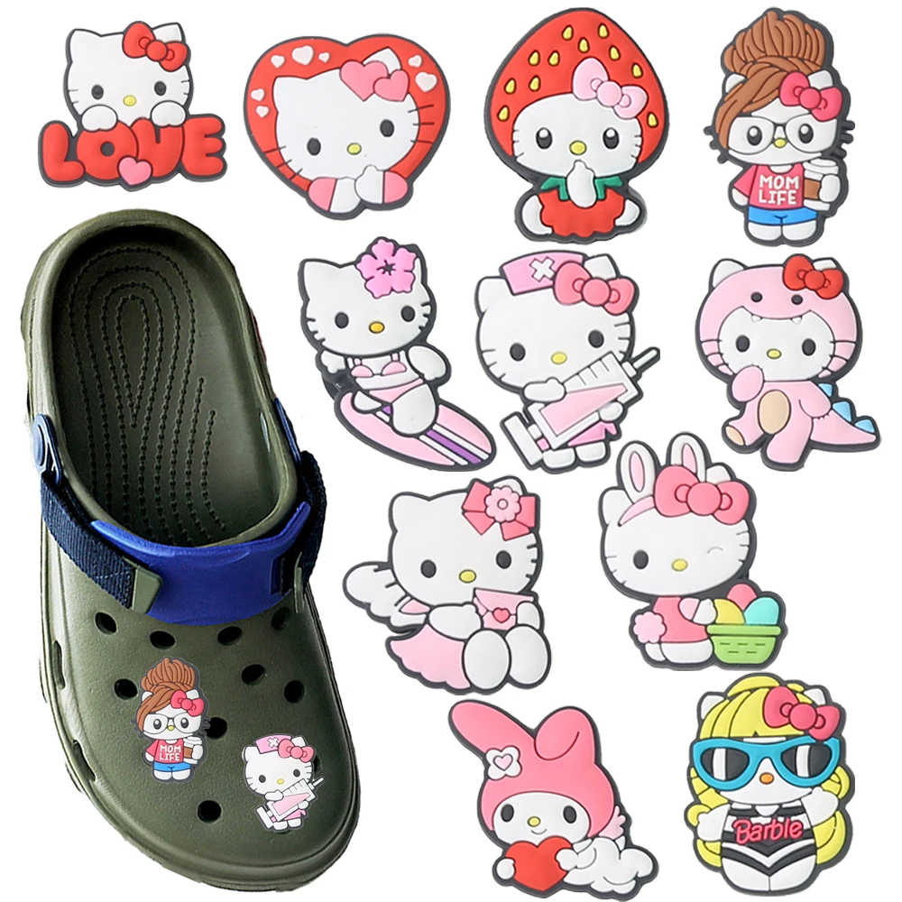 11-50 Stück Mesuca Niedliche Hello Kitty Cartoon PVC Schuhaccessoires DIY Abnehmbare Wasserdichte Kreativität Mode Party Geschenke