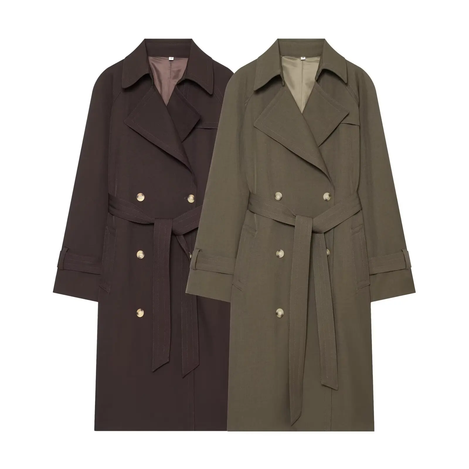 Maxdutti 2026 Fashionable European And American Style New Product With Waist Belt Slim Fit Long Windbreaker Chic Double Breasted