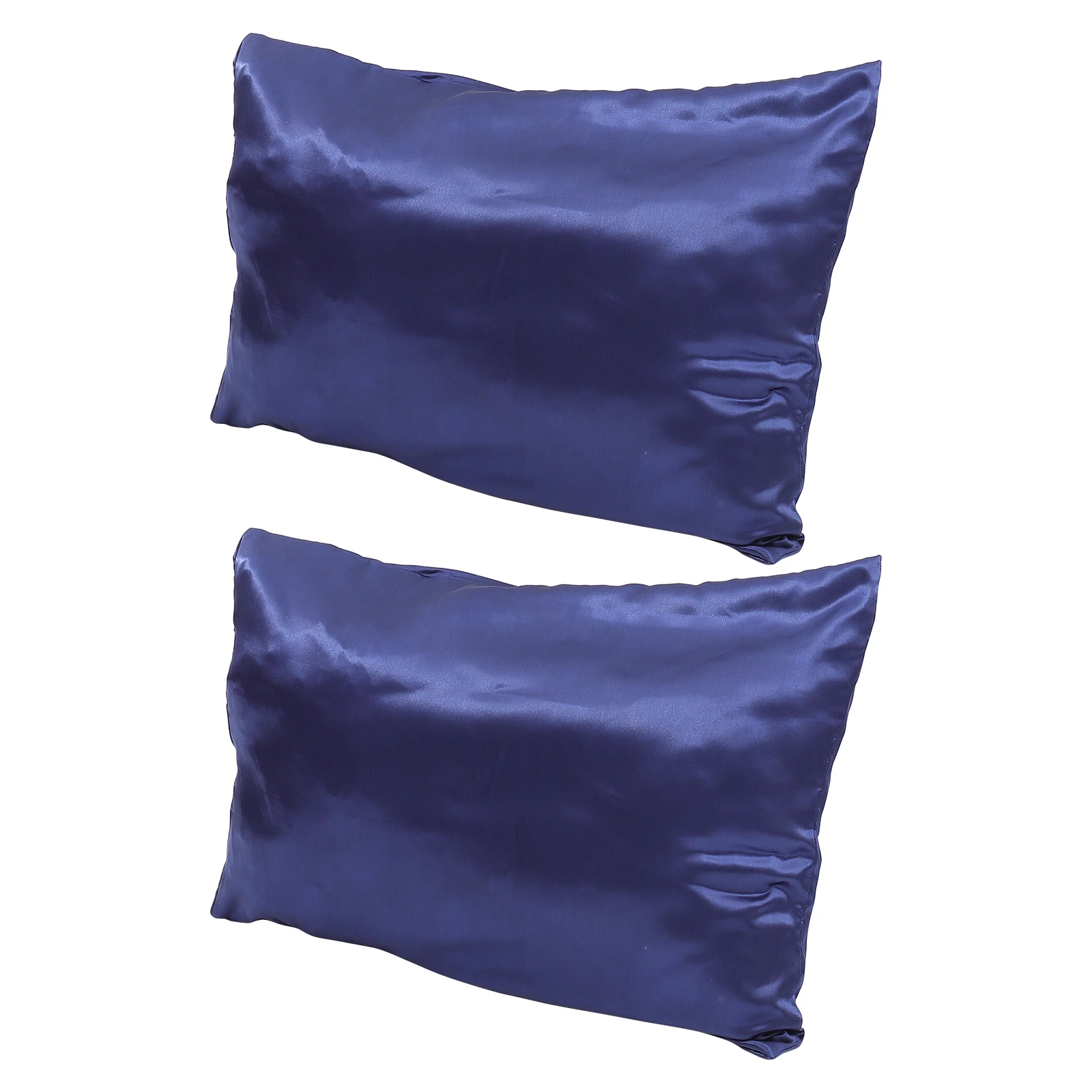 

2 Pcs Pillowcase 66x51cm Black Simulation Silk Comfortable Polyester Material Pillow Protector Euro Sham Cover Bed Daily Home