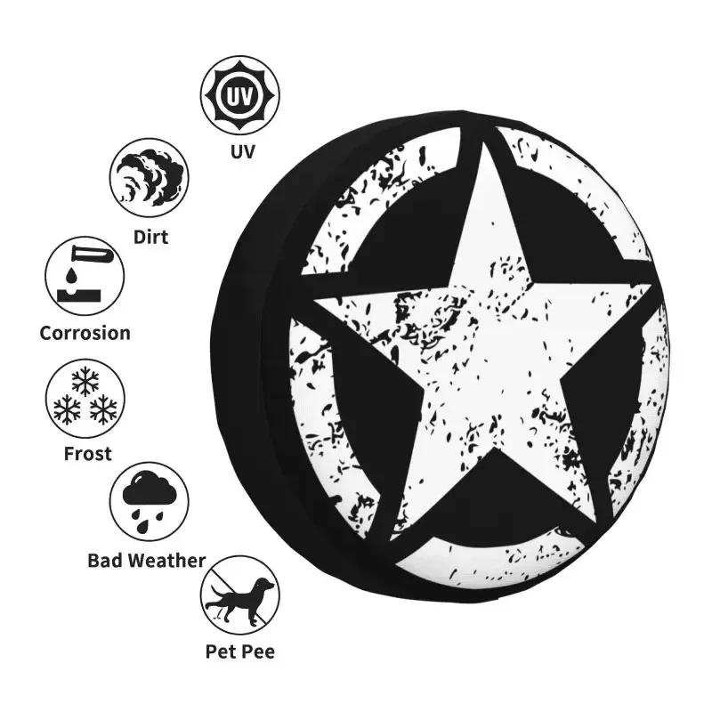 Military Tactical Army Star Spare Tire Cover for CRV Jeep RV SUV Trailer Car Wheel Protector Covers 14" 15" 16" 17" Inch