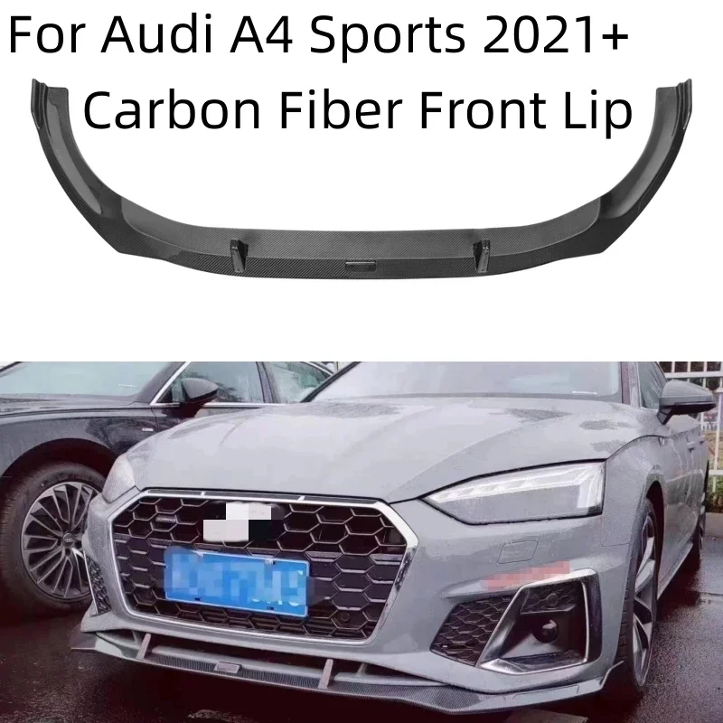 BC Style Real Carbon Fiber Carbon Fiber Front Bumper Lip Spoiler For Audi A4 S4 Sline B9.5 B10 2021 2022 2023