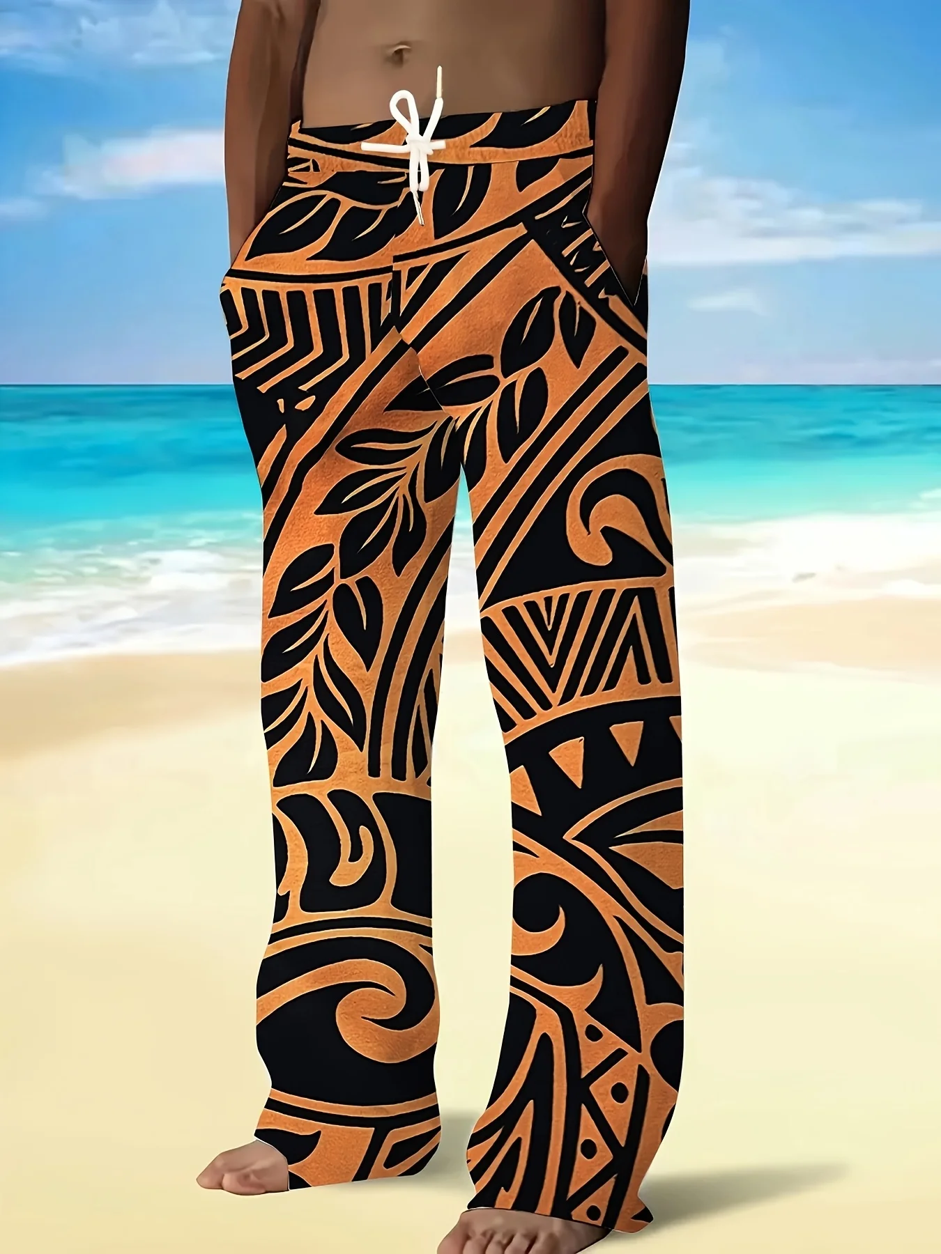 

Мужские повседневные прямые брюки с случайным принтом, модные, универсальные