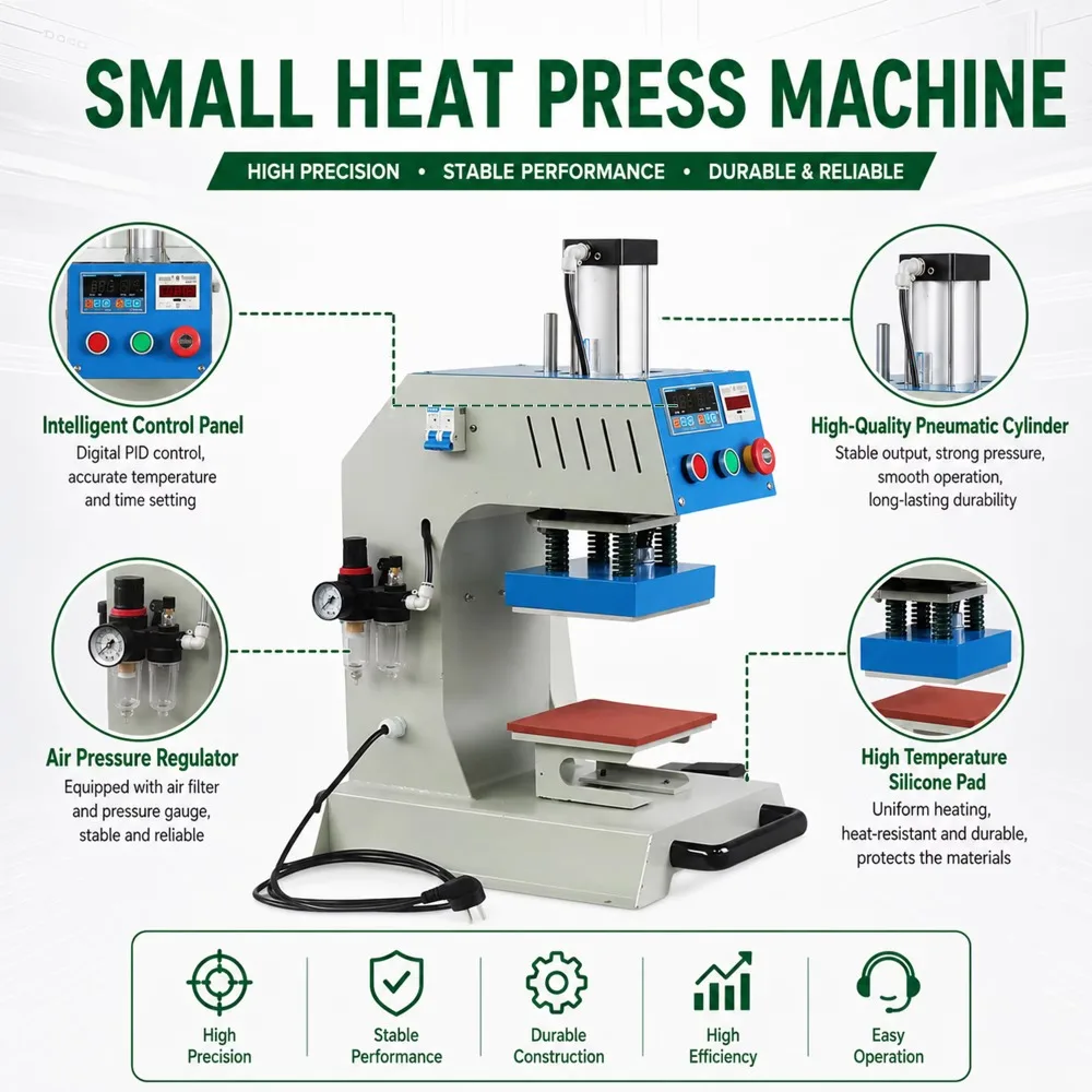 Compact Pneumatic Heat Stamping Solution High Temperature Silicone Pad for Heat Transfer Printing Decoration Application