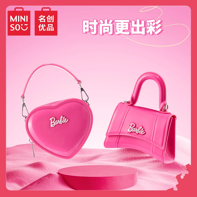 Miniso Genuine Barbie Series Love Jelly Handbag Girl Pink Instagram Style Wear Around Handbag Fashion Shoulder Bag Gift