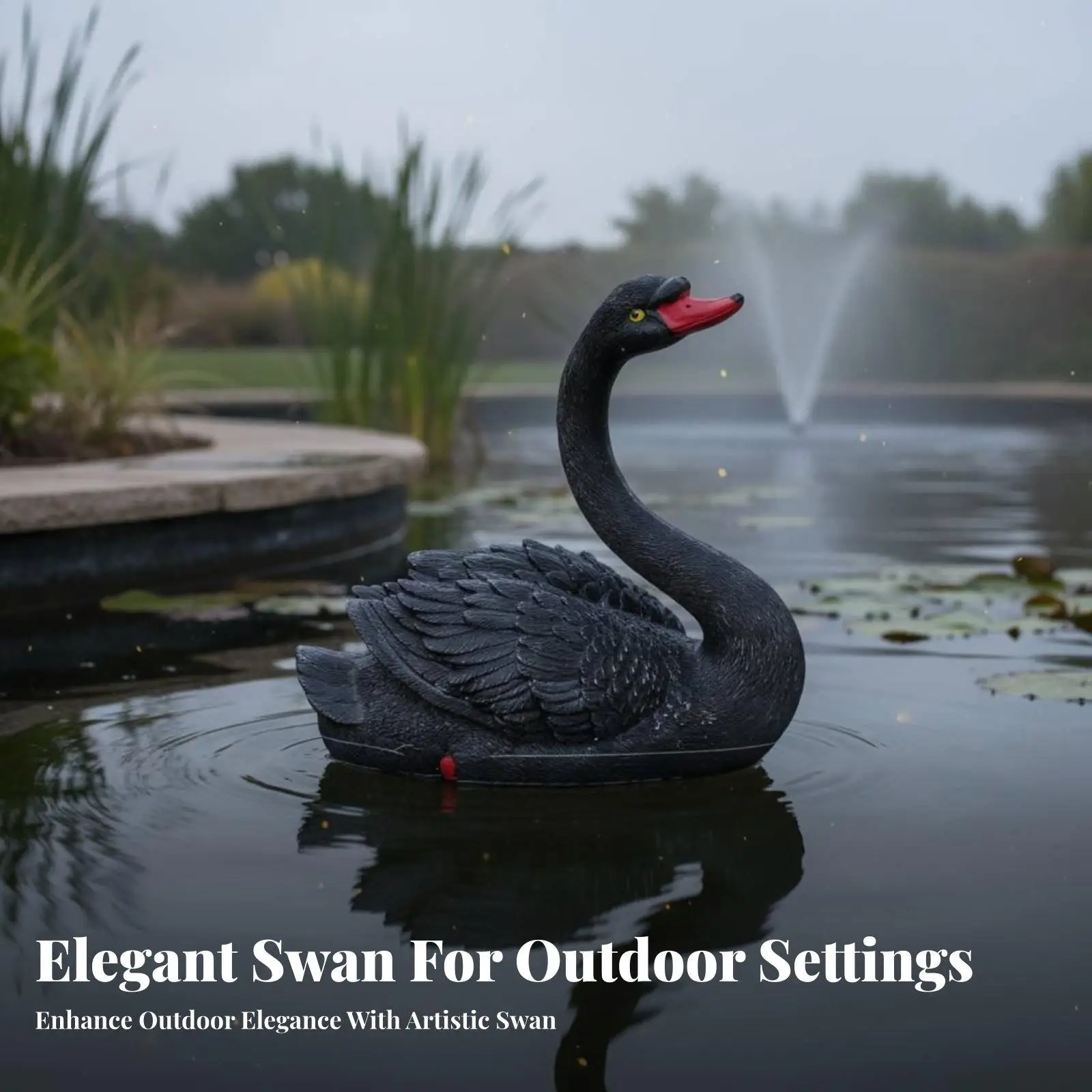 Realistic Swan Sculpture Floating Pond Decorations Resin Fountain Statue for Garden Water Feature Ornament