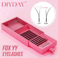 DIYDAY YY Fox Eyelash Extension Three layers Y Shaped Premade False Lashes Left and Right YY Fox Eyelashes Elongated your eyes