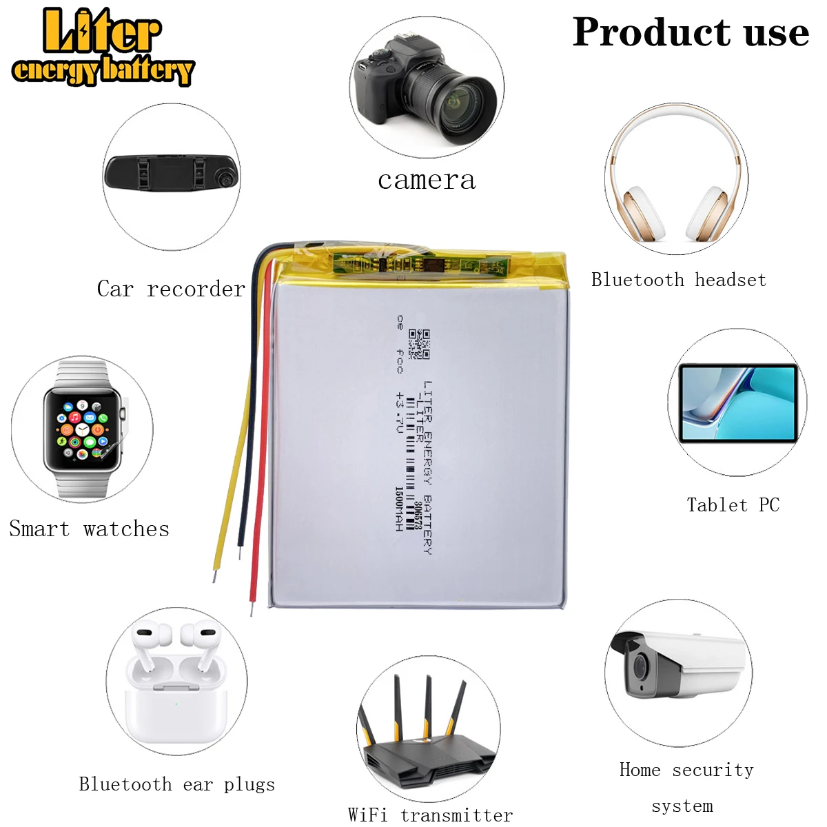 3 line 306573 3.7V 1500mAh Lithium Polymer LiPo cells power For PAD GPS Vedio Game E-Book Tablet PC Power Bank