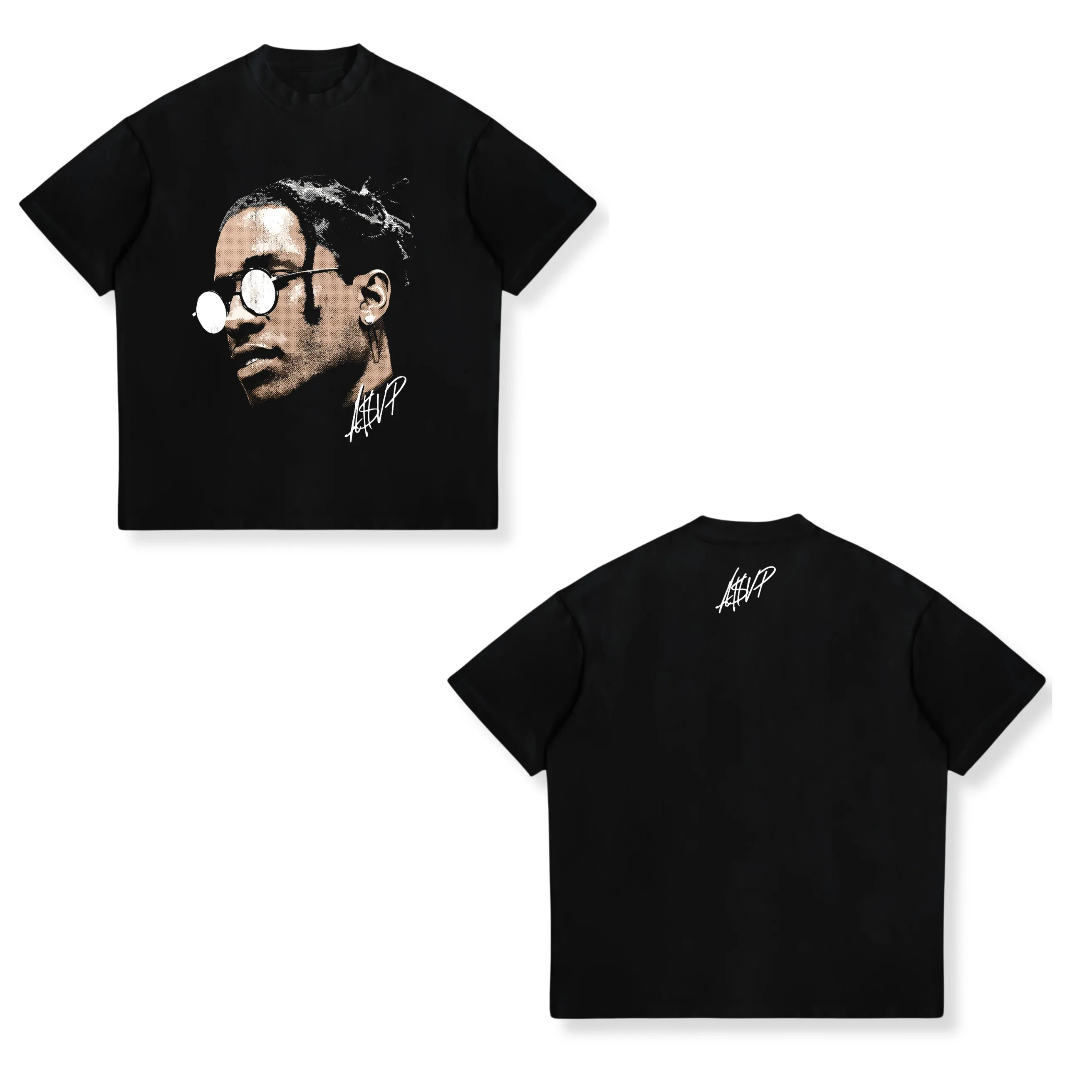 2026 Neues ASAP ROCKY Kurzarm-Print-T-Shirt HIP HOP High Street Gothic T-Shirt für Männer und Frauen mit Porträt-Motiv, locker geschnitten, lässig – Detail 13