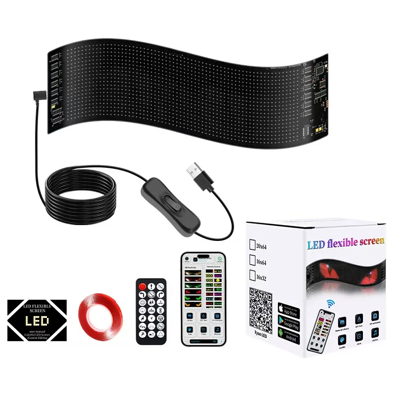 flexible screen Universal LED matrix pixel panel devil's eyes car interior light personalized window decor light