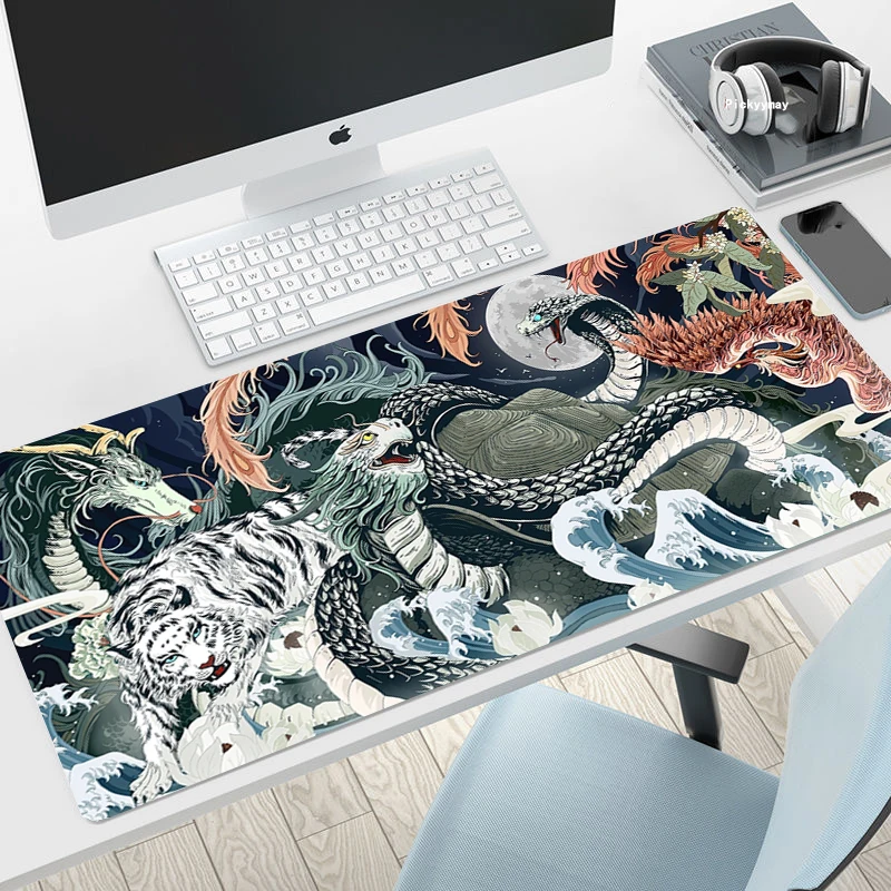 Chinese Mythology Mouse Pads Gaming Dragon Mousepad Gamer Mouse Mat Keyboard Mats Desk Pad Mousepads XXL 90x40cm For Computer