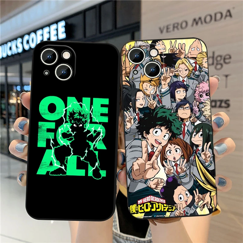 Anime My Hero Academia For Apple iPhone 15 14 13 12 Mini 11 XS XR X 8 7 Pro Max Plus Soft Silicone Black Phone Case