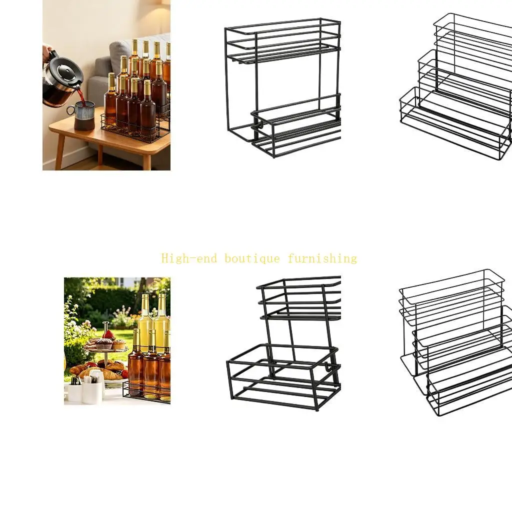 L9NB Open-Frame Coffee Bar Bottle Rack for Jars and Drink Bottles