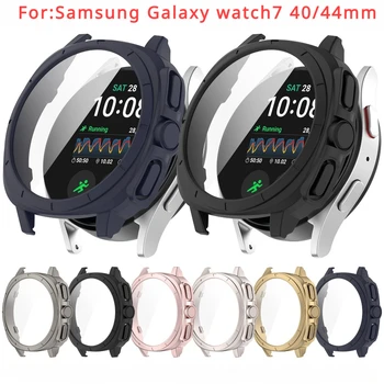 삼성 갤럭시 워치 7 용 PC 케이스 및 강화 유리, 울트라 풀 커버 스크린 보호대 범퍼 변경, 40mm, 44mm 