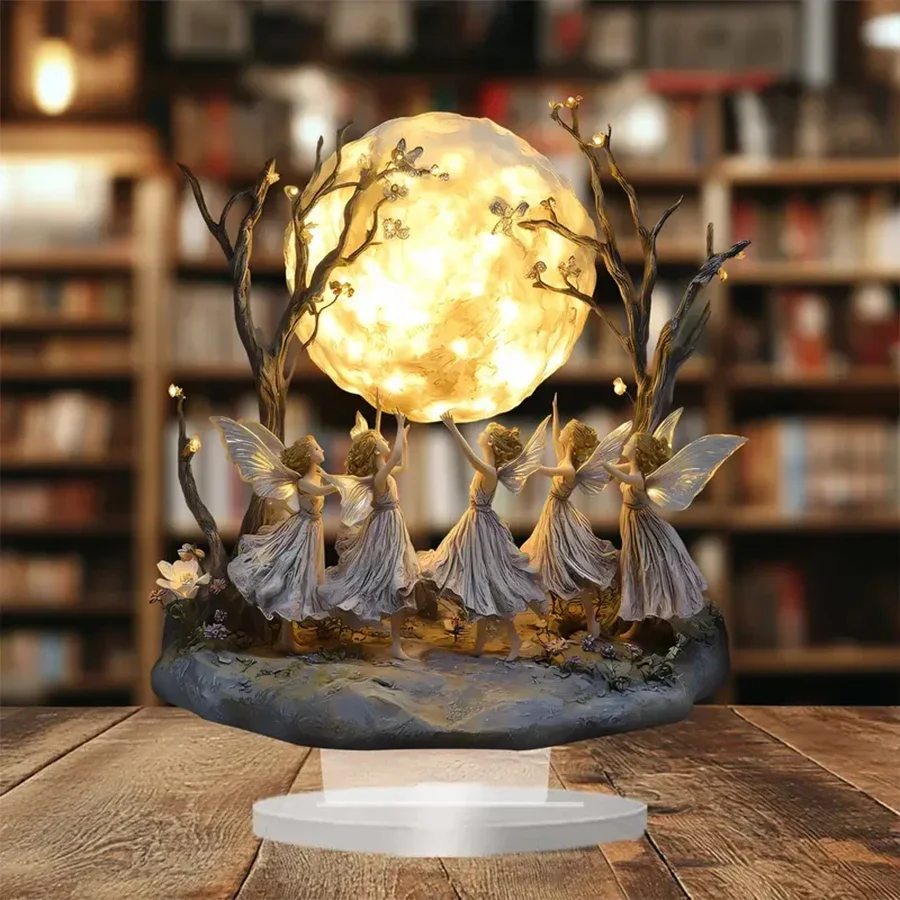 

Moon tree Elf Acrylic Tabletop Decor with Stand - Festive Desk Ornament Perfect for And Office Holiday Decoration Ideal Gi Pig