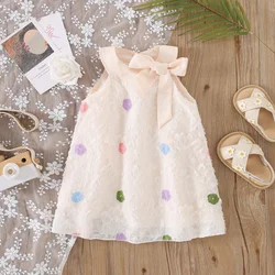 Baby Girl Dress Summer Colorful Flower Dress Bow Korean Sweet Beauty Baby Dress (0-3 Years Old)