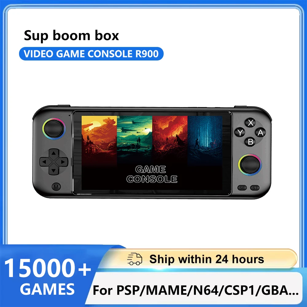 

NEW R900 Retro Handheld Game Console 5.0 inch IPS High definition Touch screen nostalgic Metal Body 3500mAh Long battery Life
