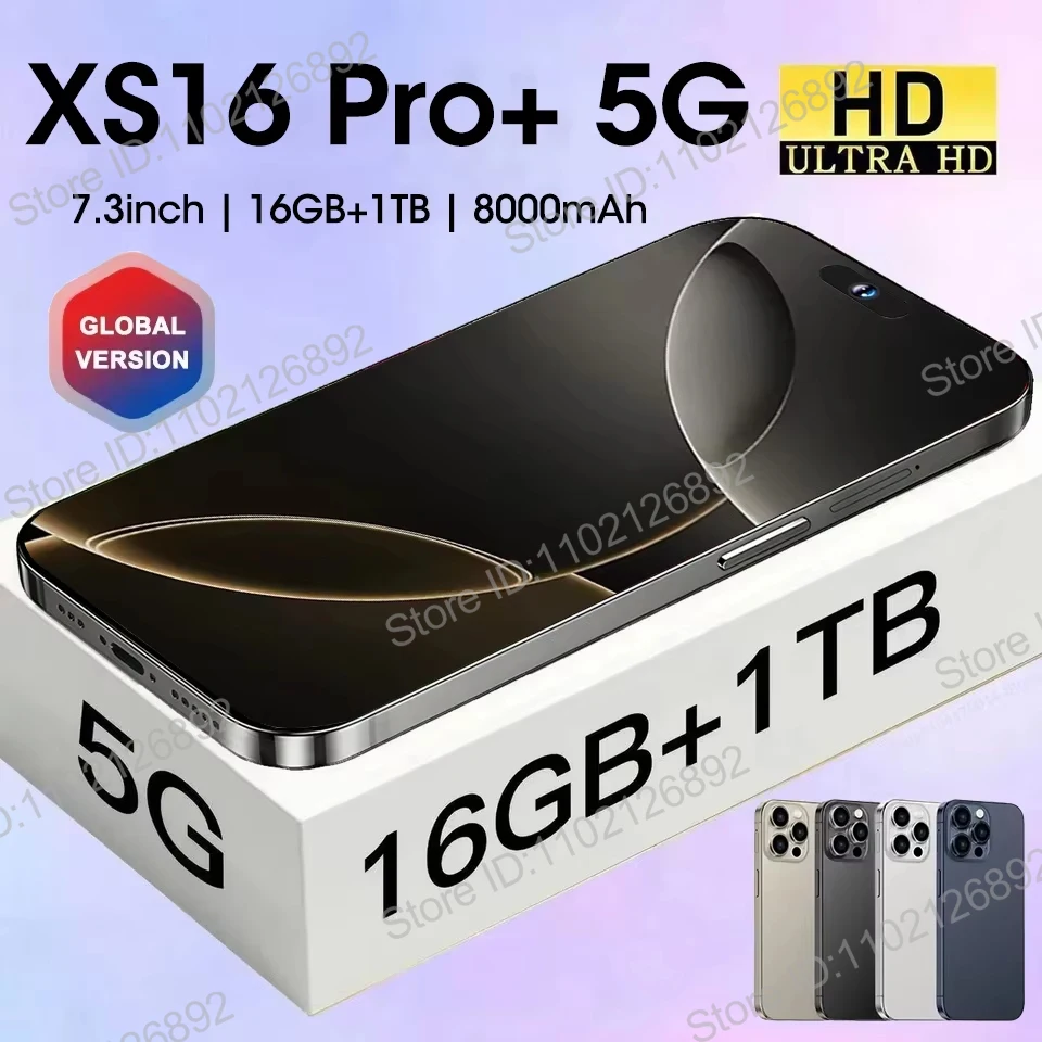 Original For Brand New XS16 Pro+ Smartphone 7.3 inch Full Screen 4G 5G Cell Phone 8000mAh Mobile Phones Global Version