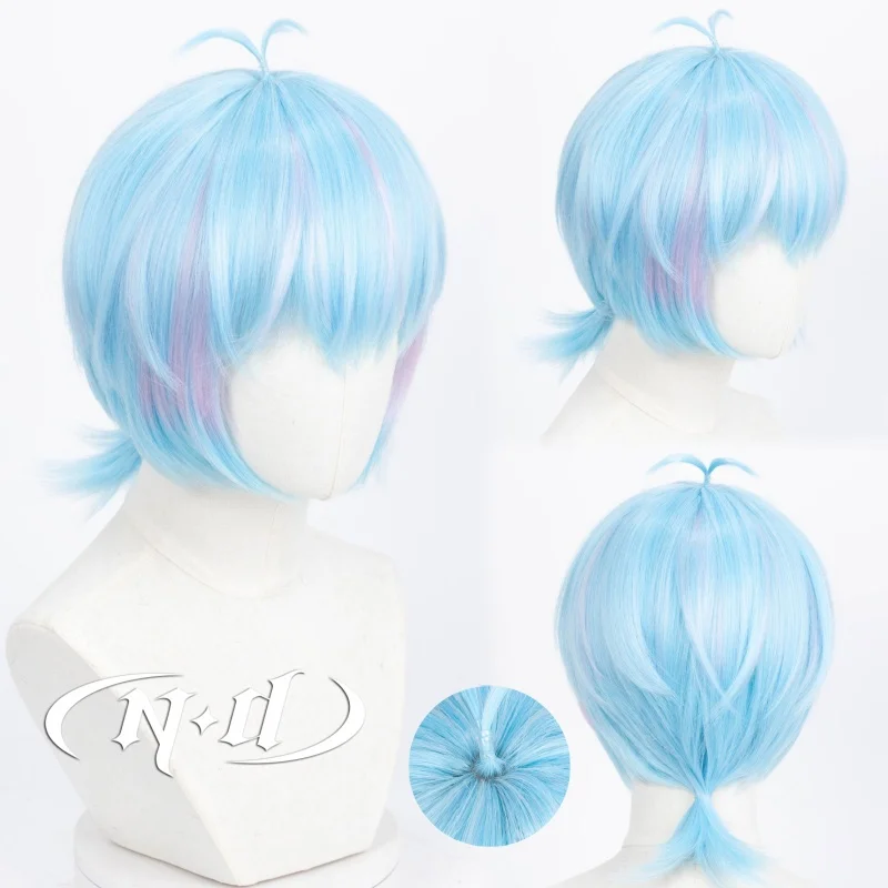 ND Klarkstella تأثيري الباروكات ذكريات الإبراغاريا تأثيري مزيج الشعر الأزرق الباروكات للحفلات موضوع الهالوين مقاومة للحرارة الاصطناعية