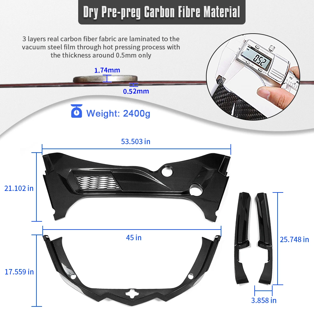 Real Carbon Fiber Front Frunk Cover Trim Replacement Exterior Accessories for Corvette C8 Z06 Z51 2020-2025 5