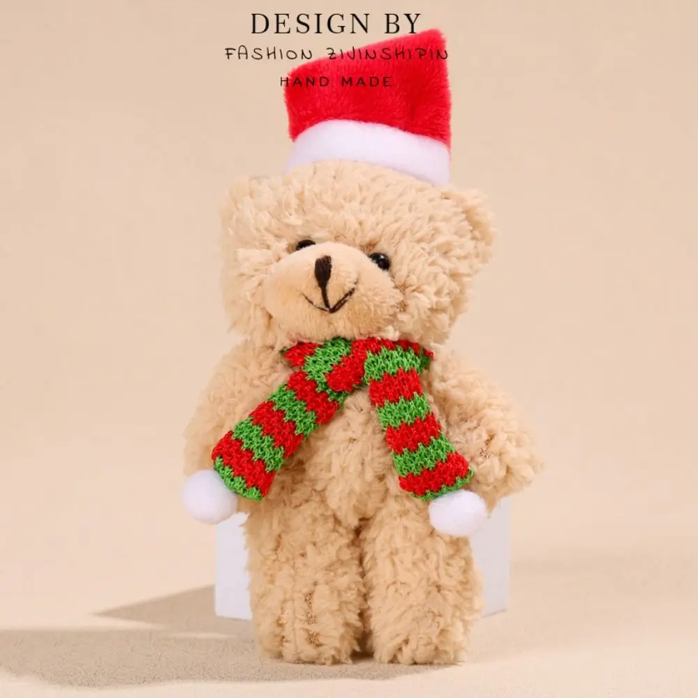 Urso cachecol flor natal urso de pelúcia macio pp algodão urso de natal boneca dos desenhos animados pelúcia urso de natal pingente de pelúcia