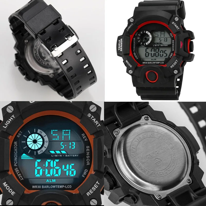 YIKAZE Men\'s LED Digital Watch Men Sport Watches Fitness Electronic Watch Multifunction Military Sports Watches Clock Kids Gifts