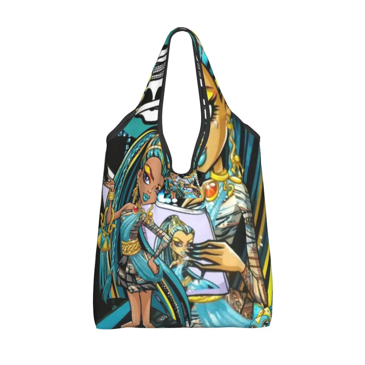 Reusable Monster High Shopping Bags for Groceries Foldable Grocery Bags Washable Large Tote Bags