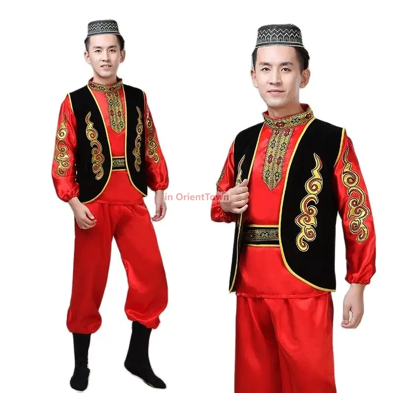 Performance Suit Sinkiang Ethnic Clothes Adult Festival Stage Party Dance Wear Xinjiang  Men Costume Uyghur Cosplay Dress