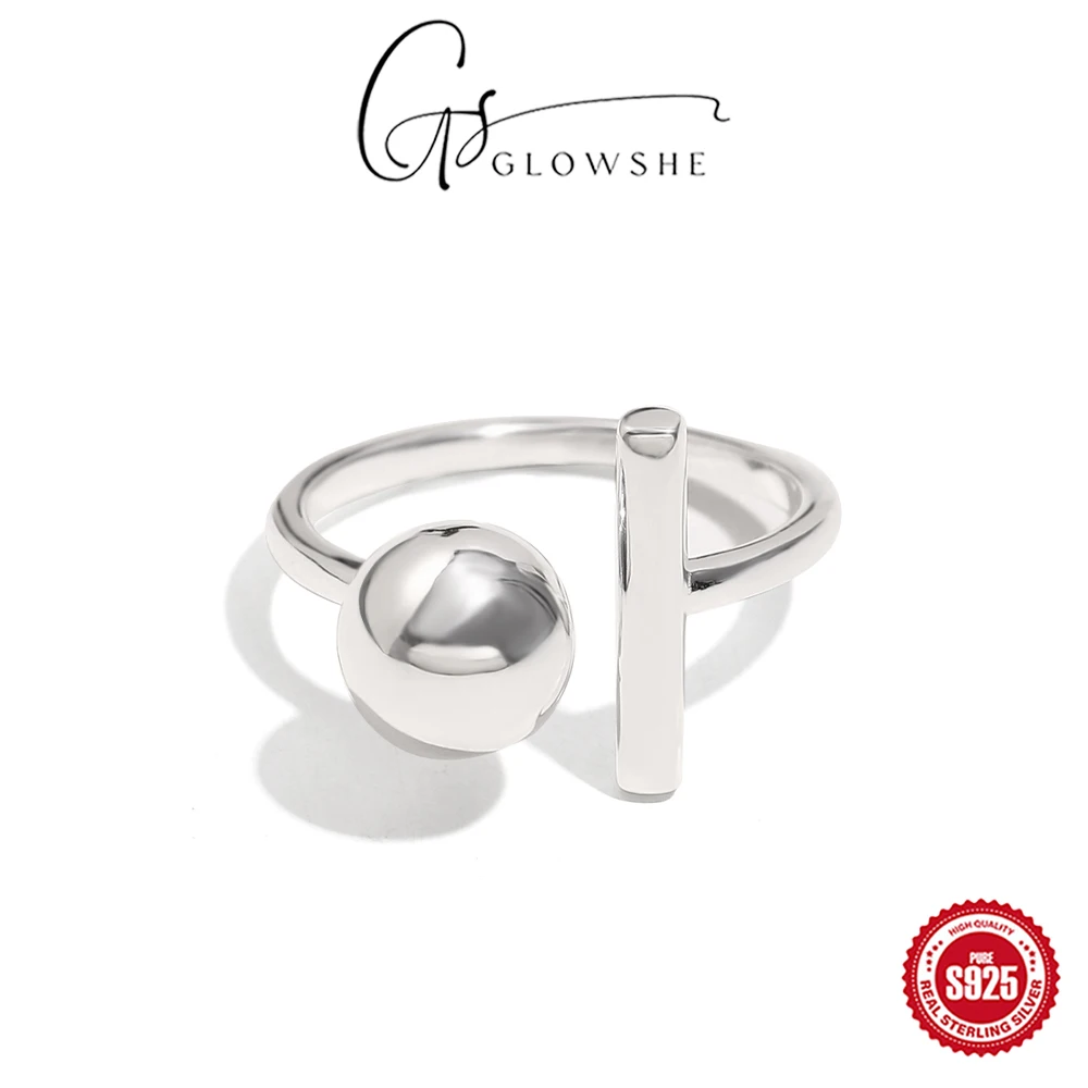 

Glowshe 100% 925 Sterling Silver Asymmetric Adjustable Ring Party Luxury Fine Jewelry Women's Charm High Quality Ring 2025 Gift
