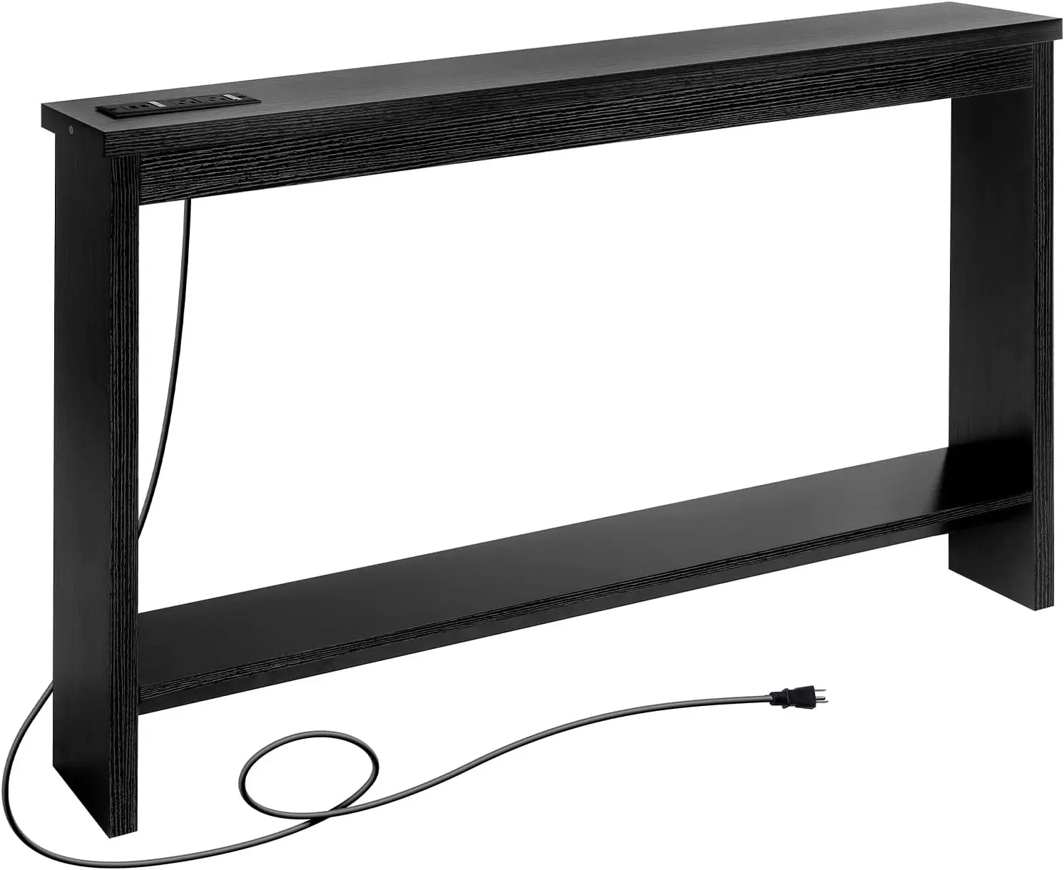 

Skinny Sofa Table with Outlet & USB Charging Station for Living Room, Entryway, Black