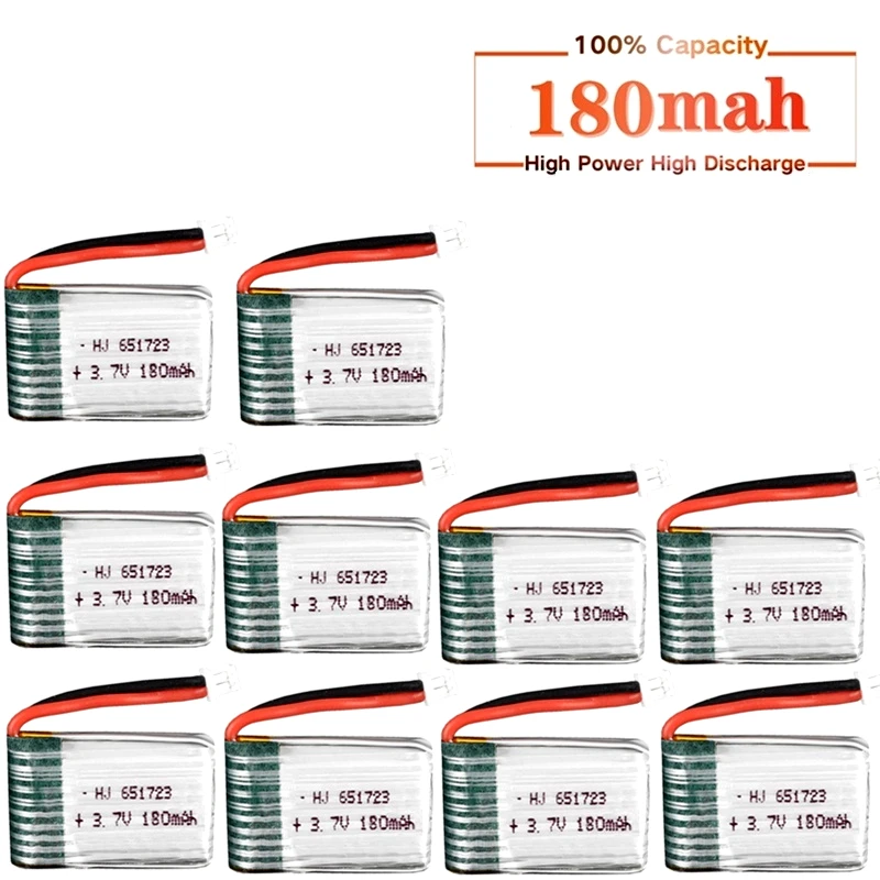 1/2/3/5/10Pcs Original 3.7V 180mAh 651723 Battery For H20 Syma S8 M67 U839 RC Quadcopter Parts 3.7V Lipo Battery