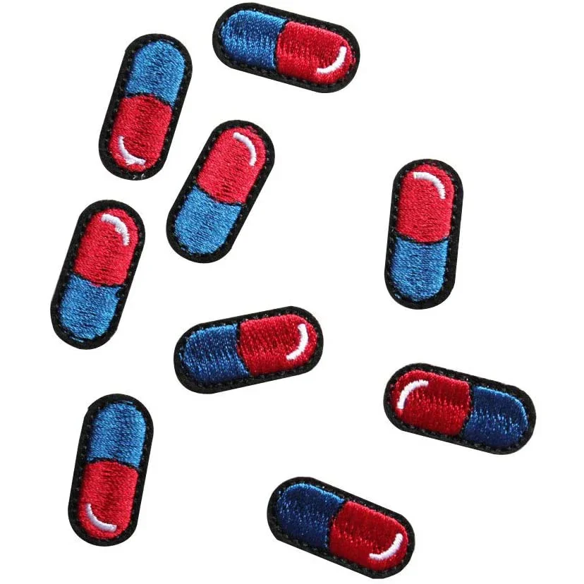 5Pcs Sew or Iron on Patches - Pills Patch for Backpacks, Schoolbag, Clothing