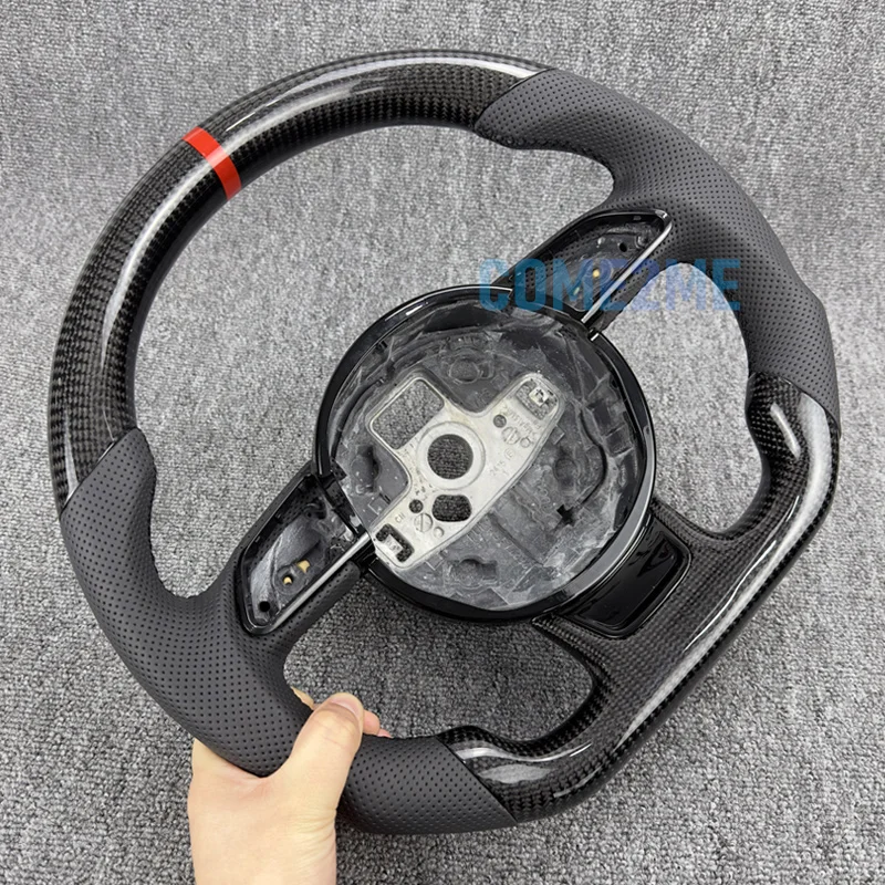 Custom Steering Wheel For Audi A3 A4 A5 A6 A7 Q3 Q5 Q7 Perforated Steering Wheel Flat Bottom Steering Wheel Carbon Fiber