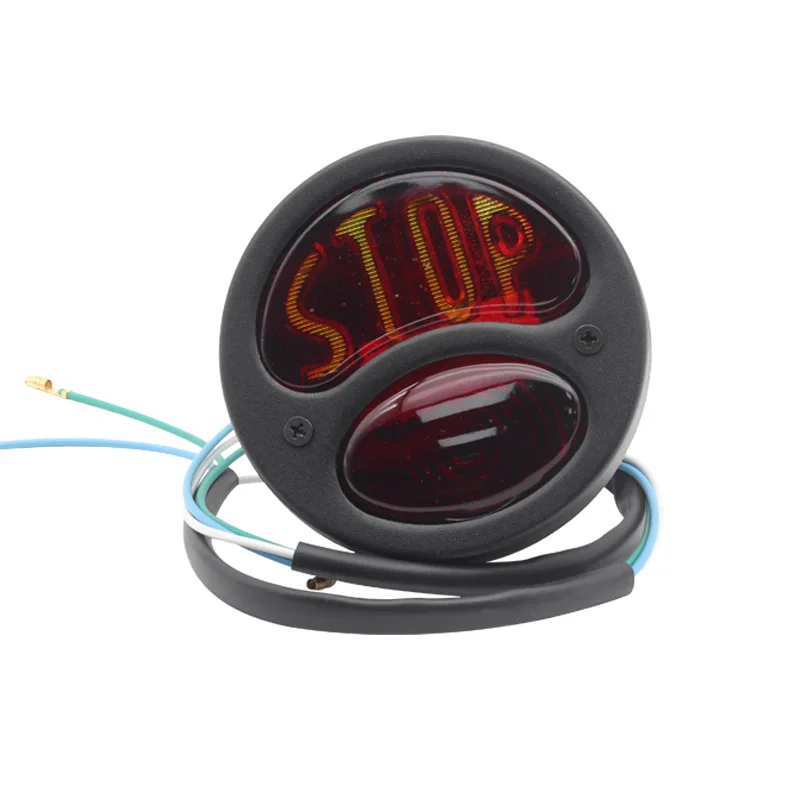 

4PCS Motorcycle Stop Side Tail Light, Round Brake Light Coffee Fog Light Highlight Brake Light