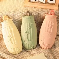 320ML Silicone Hot Water Bottle Winter Mini Cute Hand Warmer Portable Thick Rubber Plush Hot Water Bag for Bed Feet Warmer