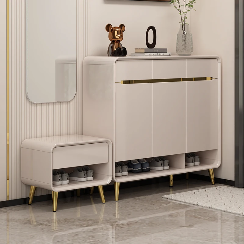 

Italian Style Cream Shoe Cabinet Cupboard Modern Hallway Living Room Shoe Rack Space Saving House Meuble Chaussures Furniture