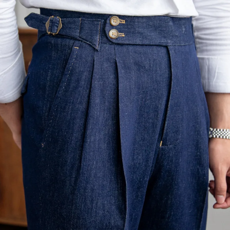 Pantalones de vestir de negocios italianos de alta calidad para hombres, traje Social de oficina, pantalones de novio de boda informales, pantalones