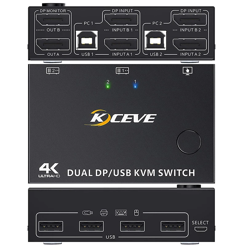 Imagem -02 - Plug And Play Usb Extended Screen Splitter Game Live Screen Splitter 4k Dual dp Usb Kvm Lan Switch