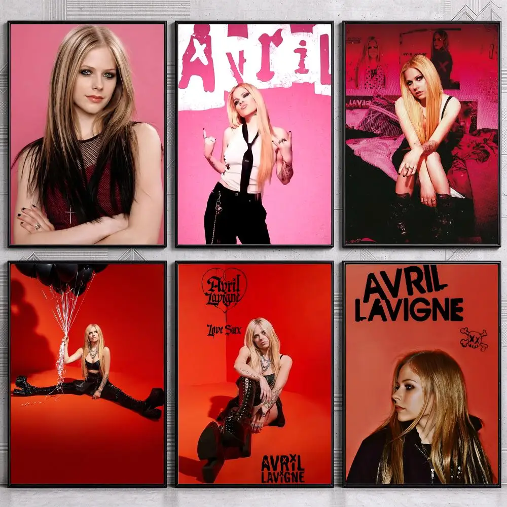 Iconic Pop Rock Singer A-Avril Lavigne Poster Wall Art Print Sticker for Bedroom Living Room Dorm Office Modern Home Decor Gift