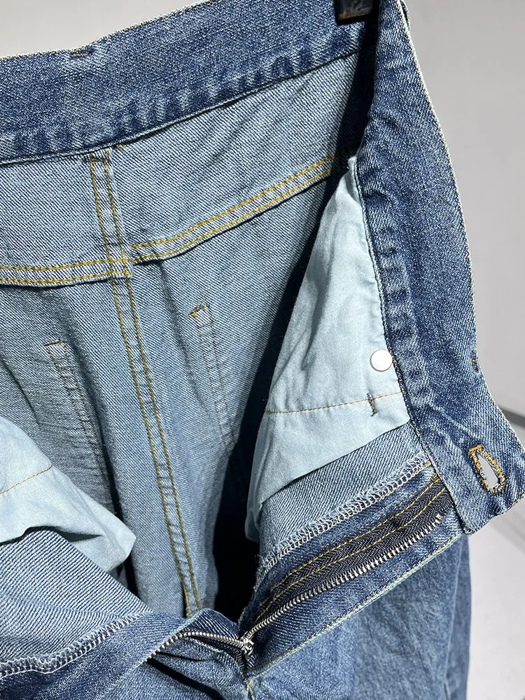 Women's High-Waist Wide-Leg Cotton Denim Jeans - Y2K Straight Fit