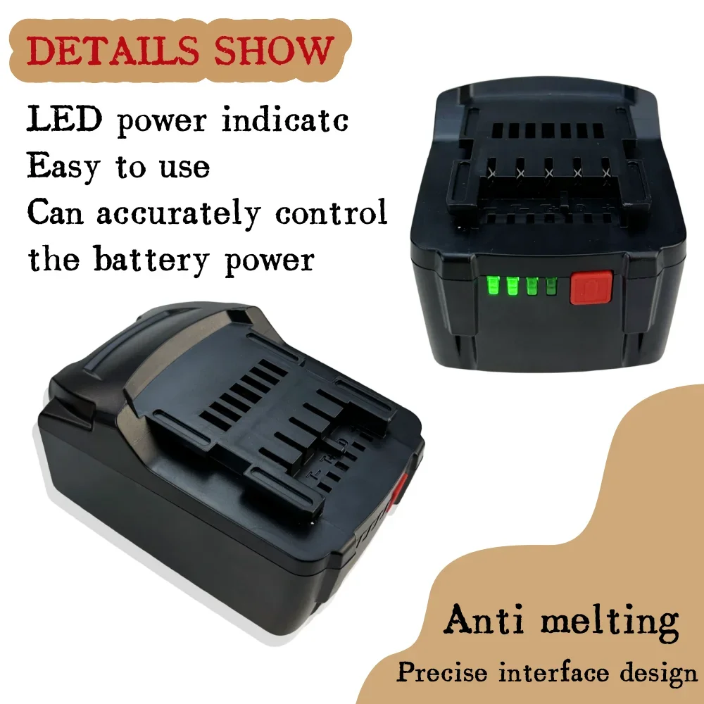 18V 5200mAh Lastest Upgraed Rechargeable Li-ion Power Tool Battery for Metabo cordless Drill drive hammer