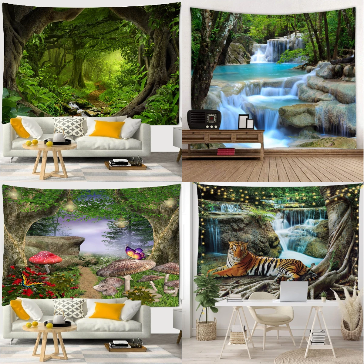 

Mountain Waterfall Tapestry Nature Scenery Tapestries Wall Hanging for Bedroom Aesthetic Room Decor Boho Home Decoration Cloth