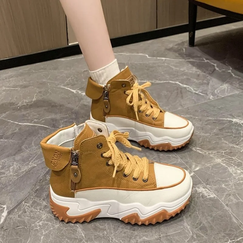 New Winter Women Shoes Platform Sneakers Fashion Korean Style Trainers Keep Warm Fashion Boots Winter Boots botas