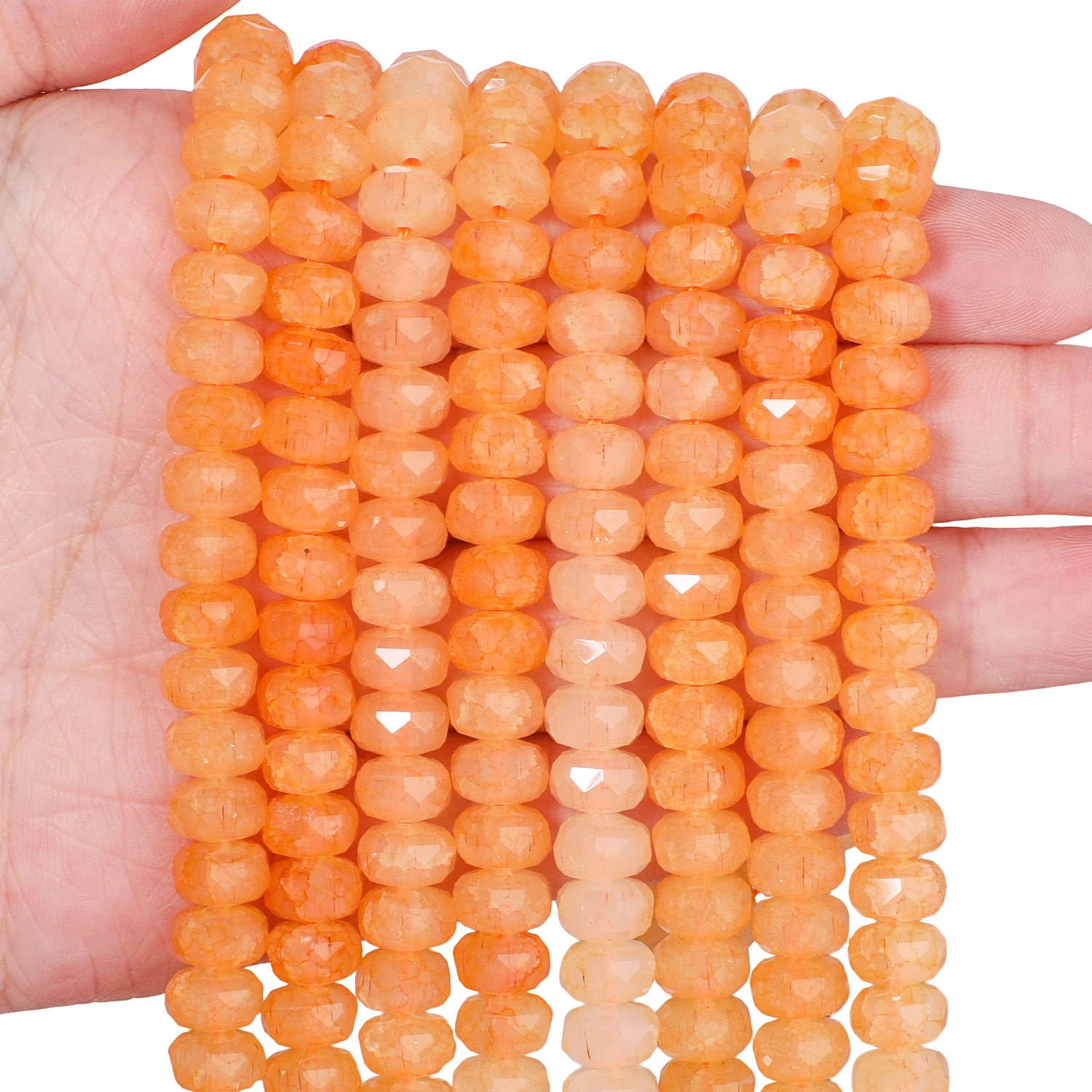 8x5mm Rissmuster Facettierte Glasperlen Bunte Radförmige Glatte Perlen für Schmuckherstellung DIY Halskette Anhänger Zubehör – Detail 11