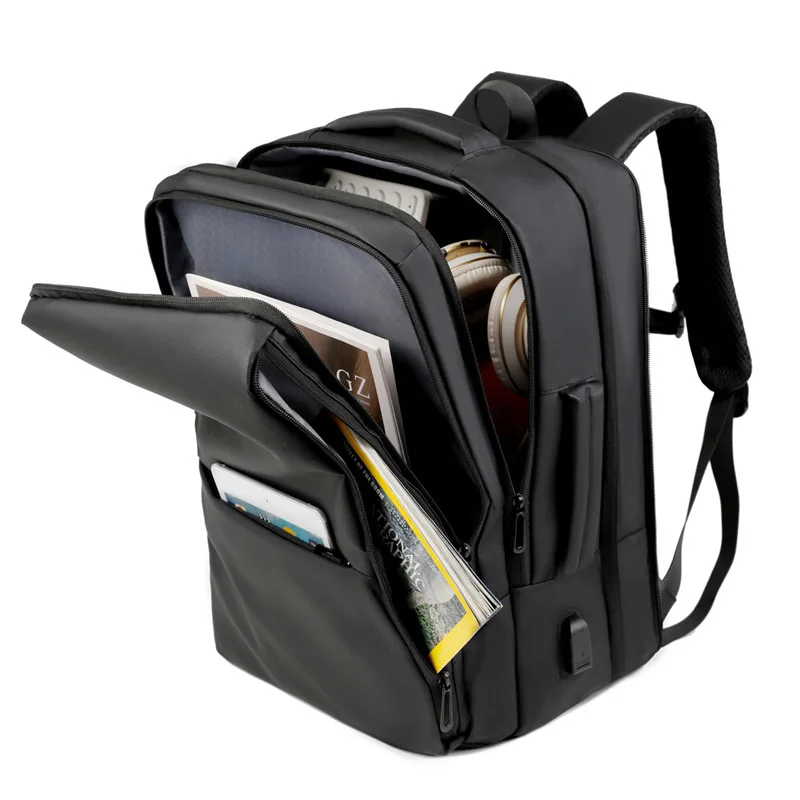 Backpack student schoolbag new leather film men's business computer backpack office worker high quality waterproof