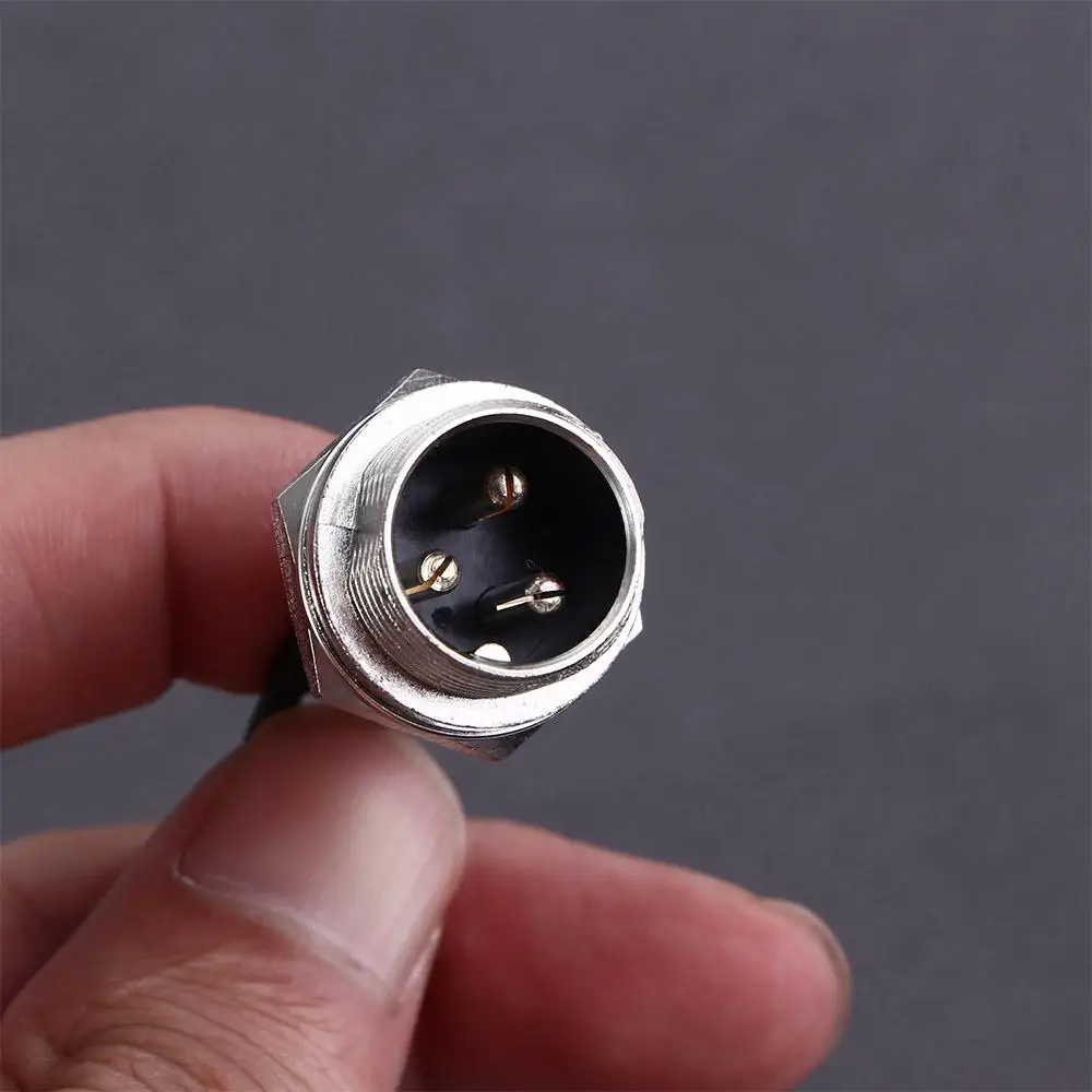 Durable Cycling 3 Pin Prong Three-hole Round Head Battery Charging Jack Socket Charging Port Inline Connector